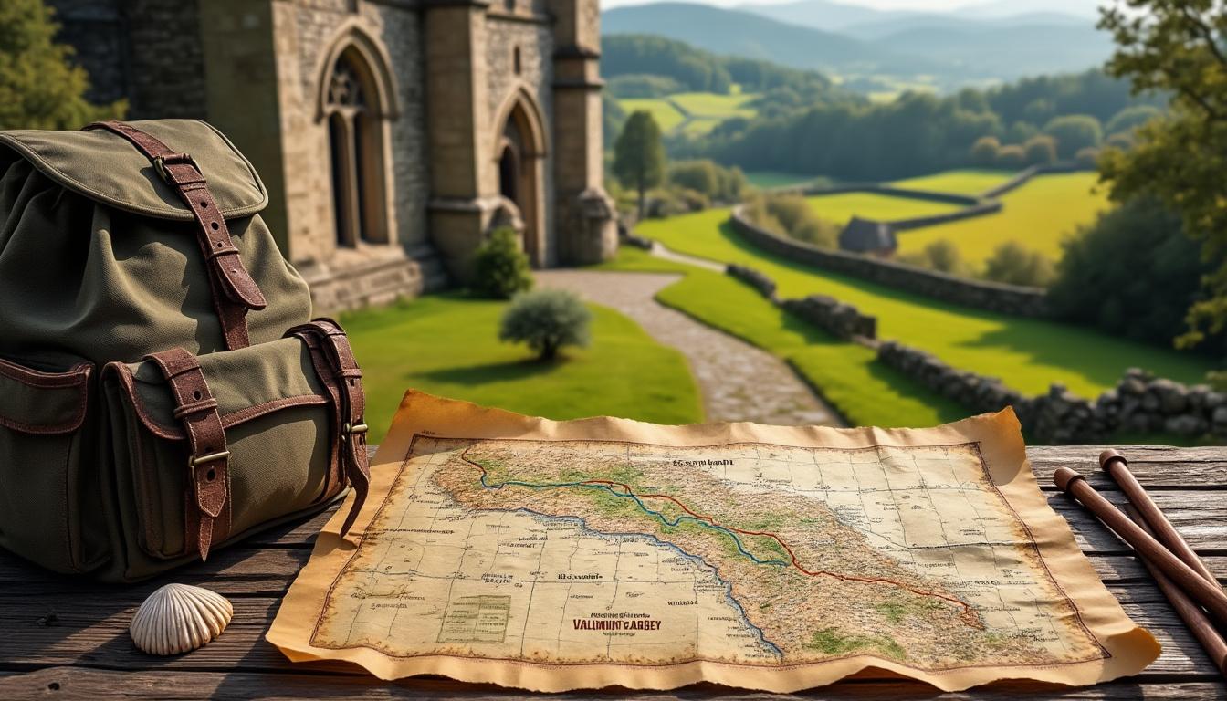 calculez facilement votre itinéraire pour le pèlerinage de compostelle en partant de l'abbaye de valmont. planifiez votre voyage avec précision et profitez d'une expérience spirituelle unique.
