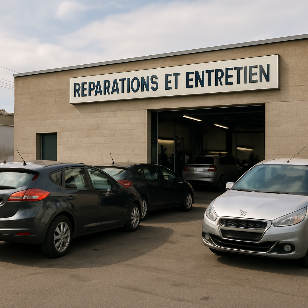 Garage automobile de proximité avec véhicules stationnés