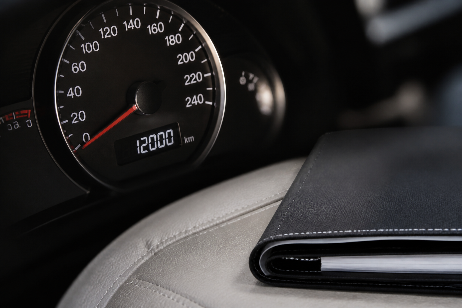 Compteur kilométrique à 12000 km avec carnet d'entretien automobile
