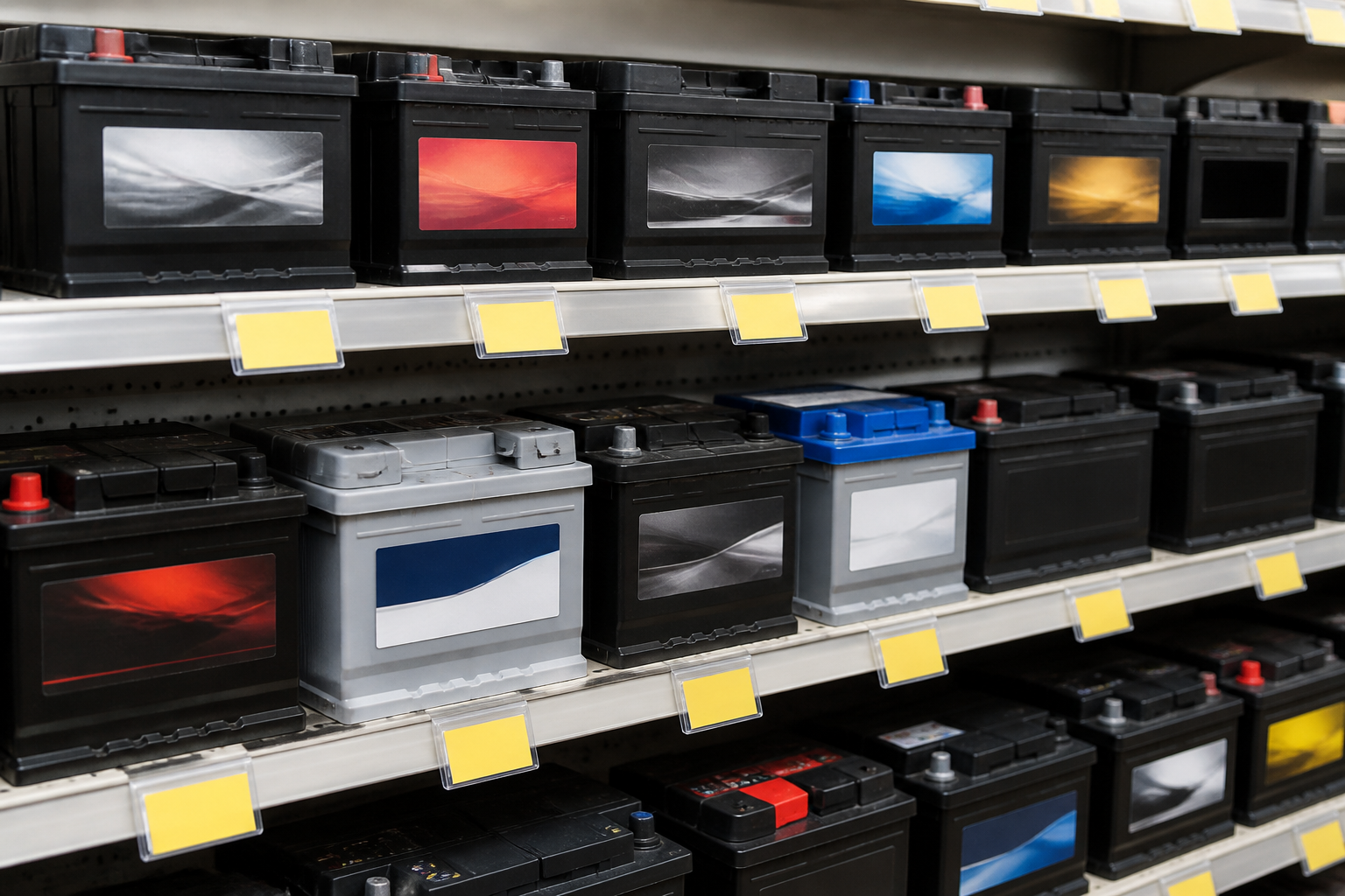Rayon de batteries voitures dans un magasin d'accessoires automobiles