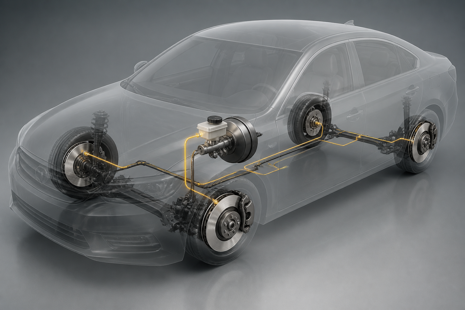 Schéma simplifié du circuit hydraulique de freinage avec maître-cylindre