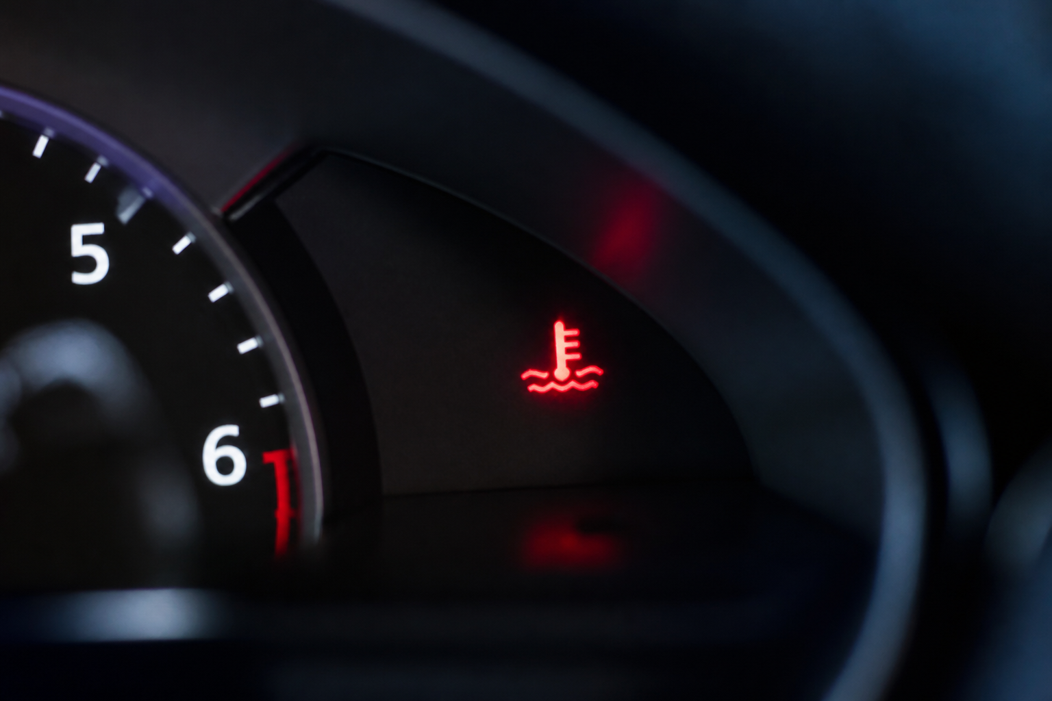 Voyant de température moteur allumé sur tableau de bord de voiture