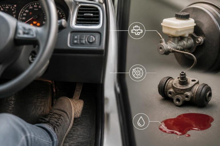 Pédale de frein qui s&rsquo;enfonce moteur tournant : causes et solutions efficaces