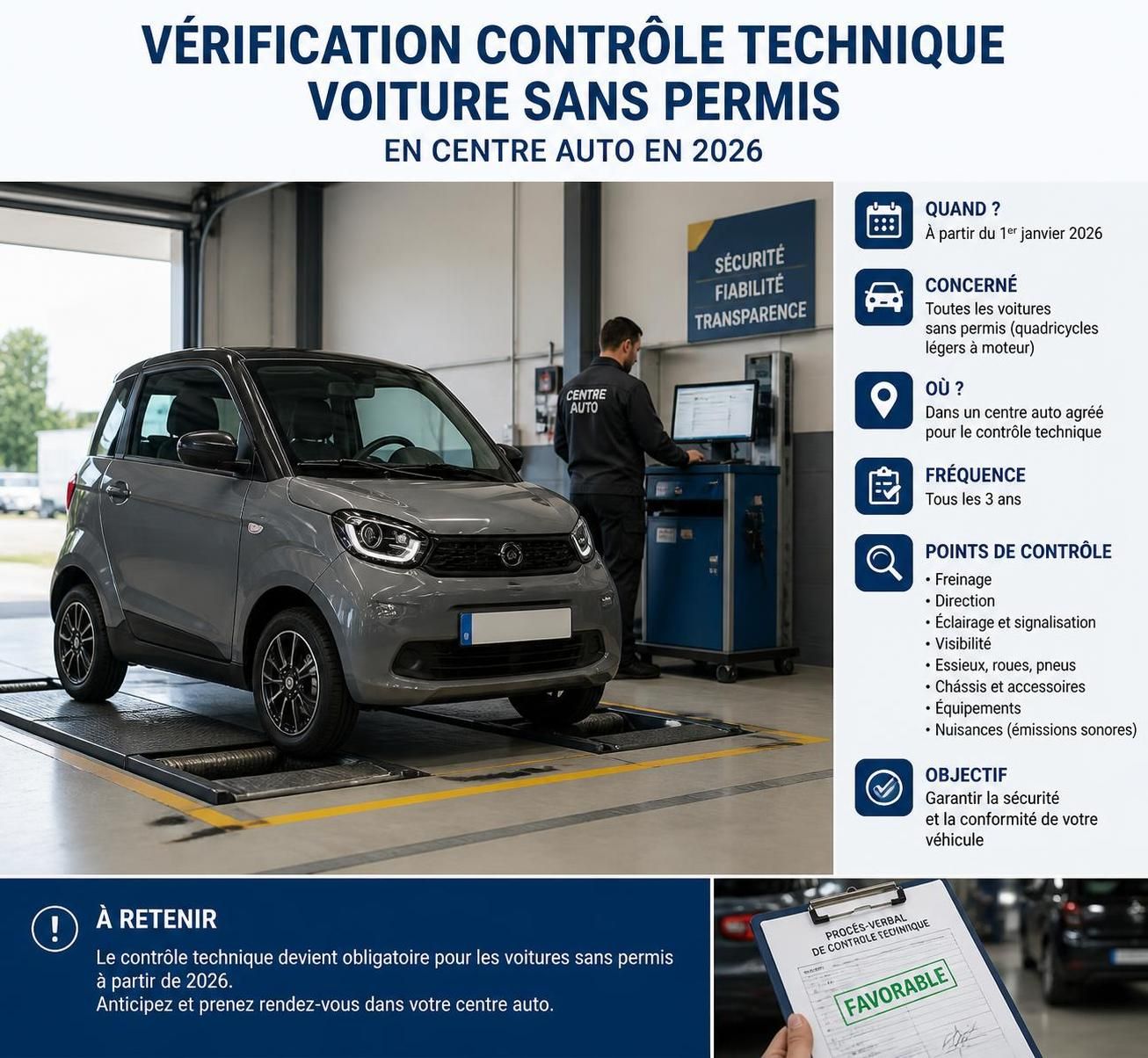 découvrez tout ce qu'il faut savoir sur le contrôle technique des voitures sans permis en 2026 : obligations, nouveautés et conseils pour réussir votre visite.
