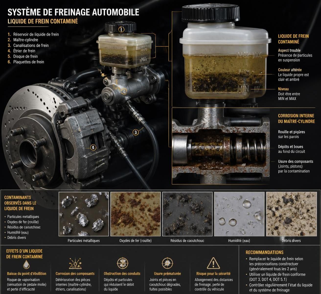 découvrez les causes, les risques et les solutions efficaces pour un liquide de frein contaminé ou sédimenté afin d'assurer la sécurité et la performance de votre véhicule.
