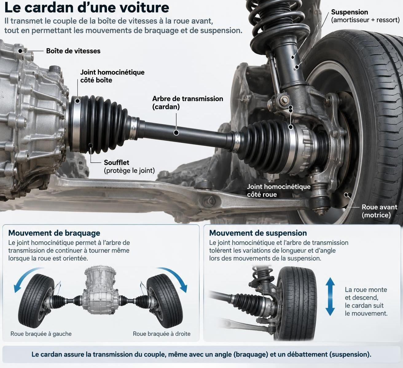 découvrez le rôle du cardan, les symptômes d’usure à repérer et nos conseils pour le remplacer afin de préserver la sécurité et les performances de votre voiture.